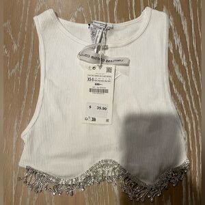 Zara tank with beaded trim
